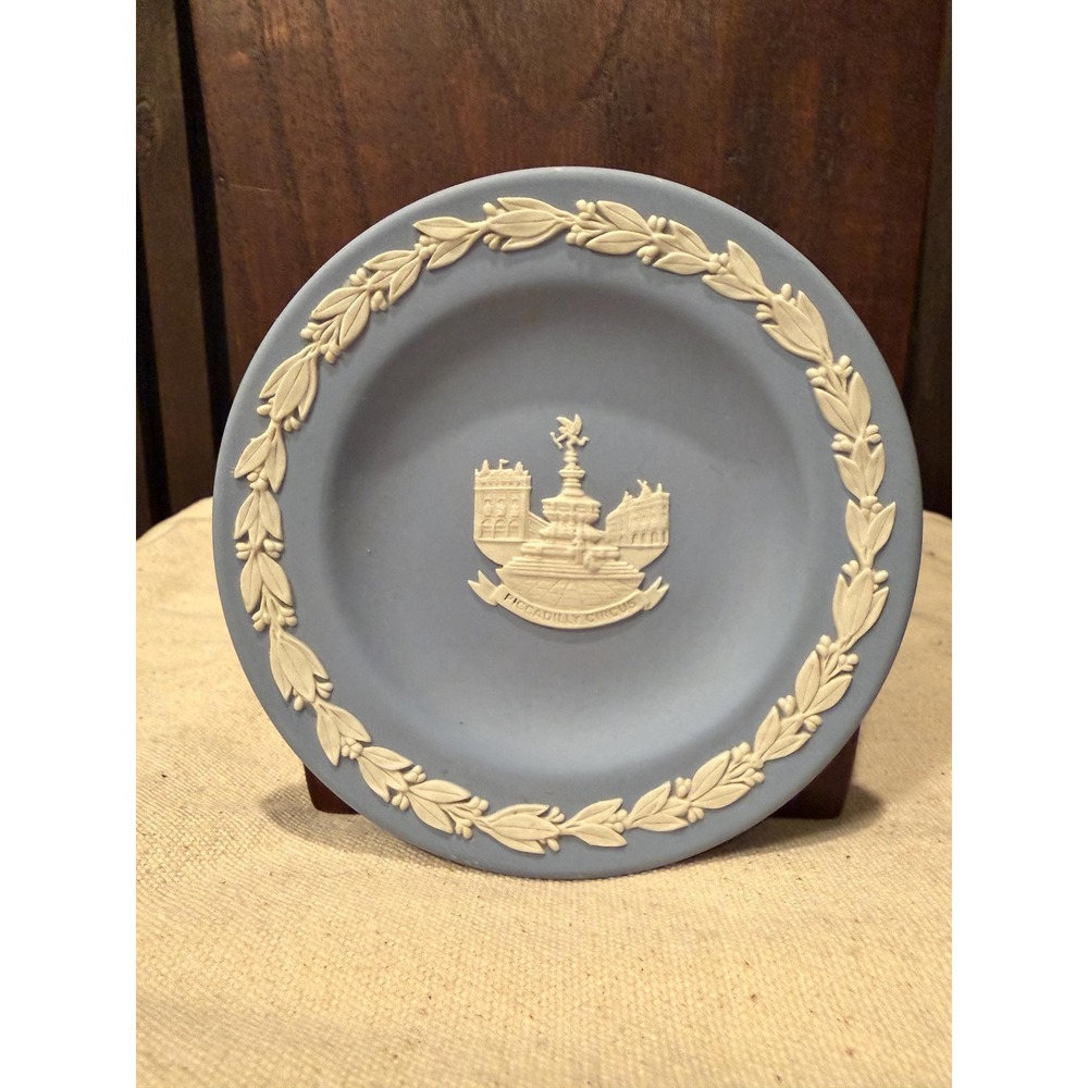 Vintage Wedgewood Plate Piccadilly Circus Blue & White Jasperware - 4.5"